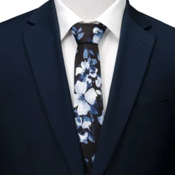Ox and Bull Trading Co. Painted Floral Black Silk Men's Tie
