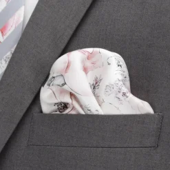 Ox and Bull Trading Co. Painted Floral Gray Pocket Square