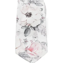 Ox and Bull Trading Co. Painted Floral Gray Silk Men's Tie