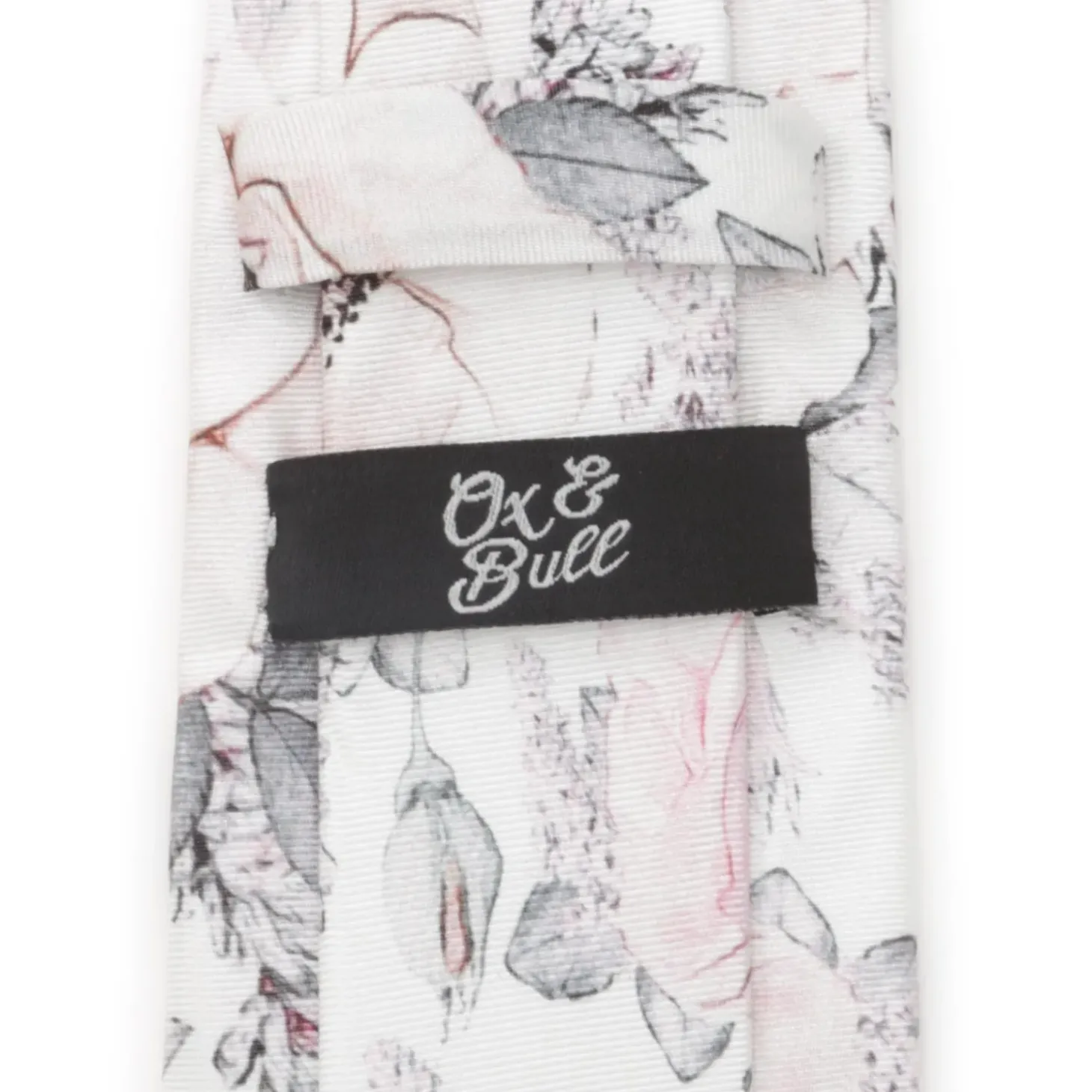 Ox and Bull Trading Co. Painted Floral Gray Silk Men's Tie