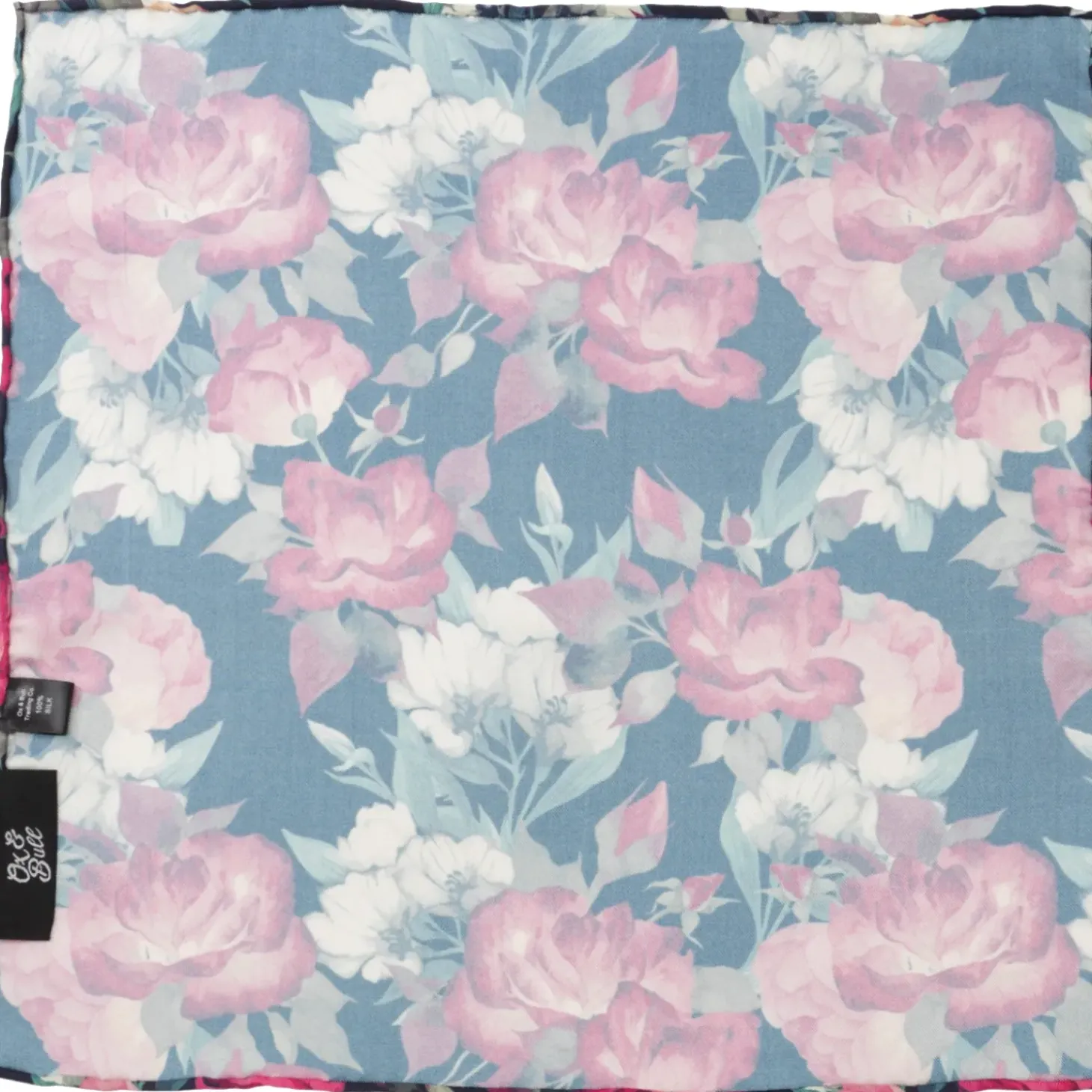Ox and Bull Trading Co. Painted Floral Navy Pocket Square