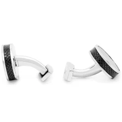 Tateossian Palladium plated Carbon Fibre Cufflinks and Shirt Studs Set