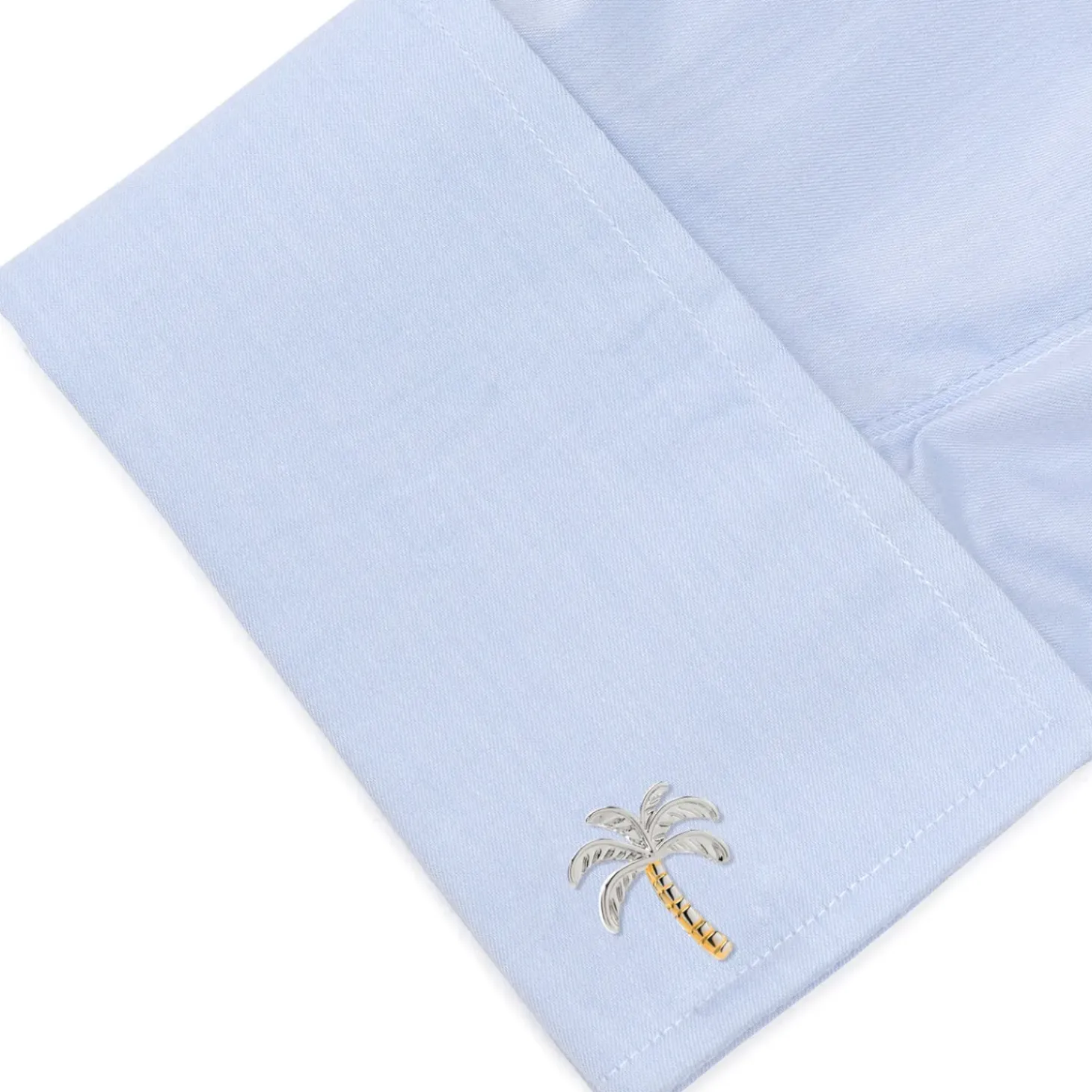 Ox and Bull Trading Co. Palm Tree Silver Gold Cufflinks