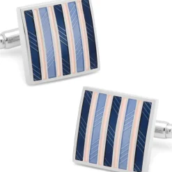 Ox and Bull Trading Co. Pink and Navy Striped Square Cufflinks
