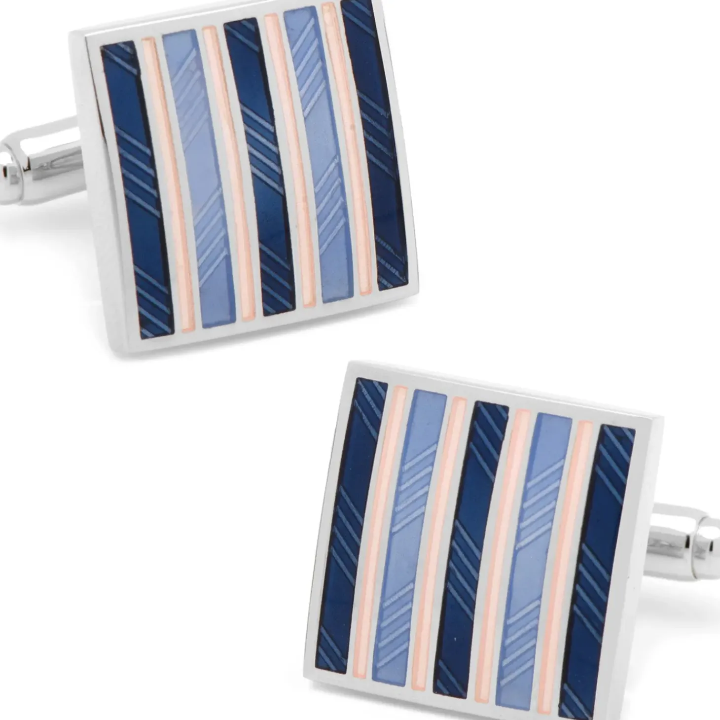Ox and Bull Trading Co. Pink and Navy Striped Square Cufflinks