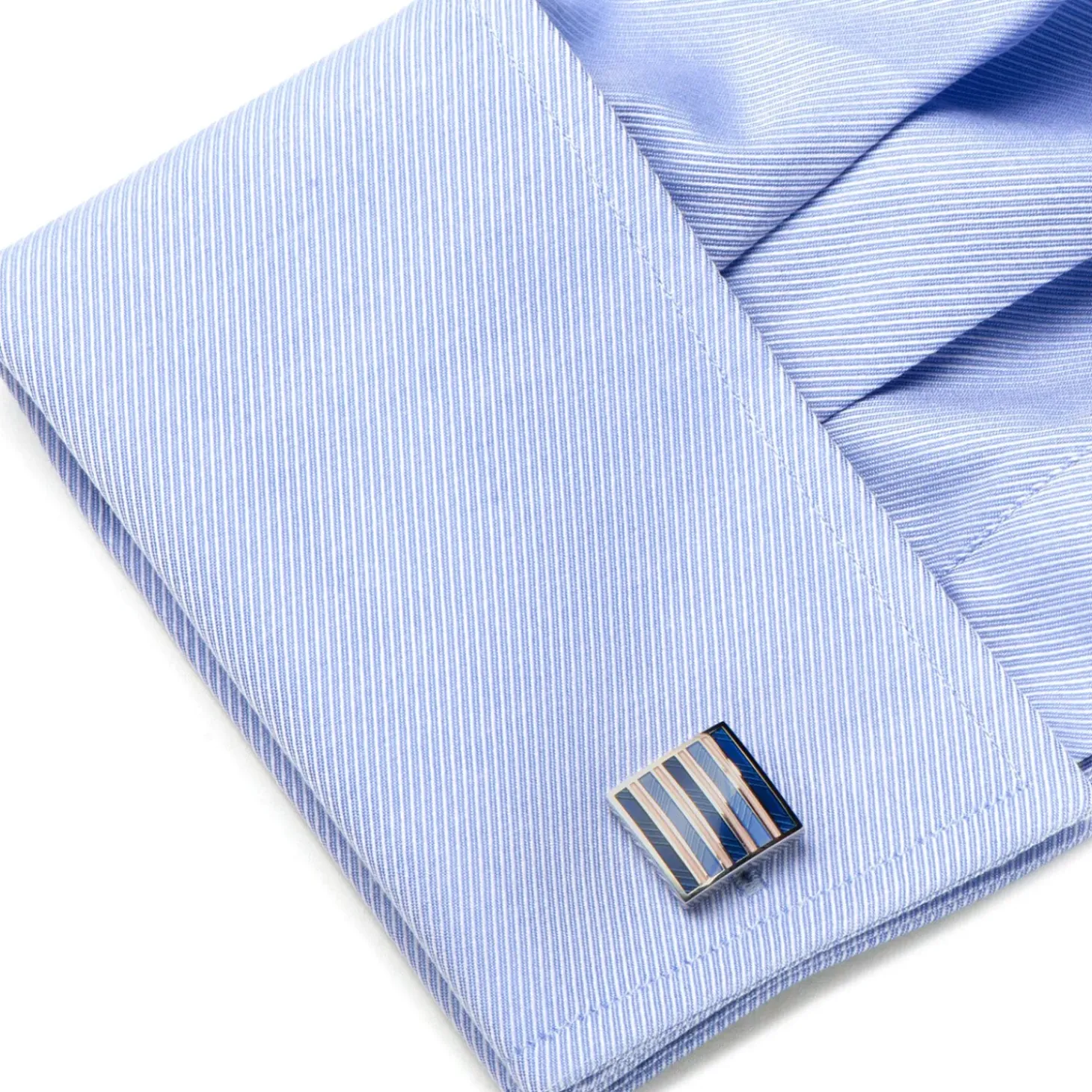 Ox and Bull Trading Co. Pink and Navy Striped Square Cufflinks