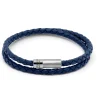 Tateossian Pop Rigato Double Wrap Leather Bracelet In Navy