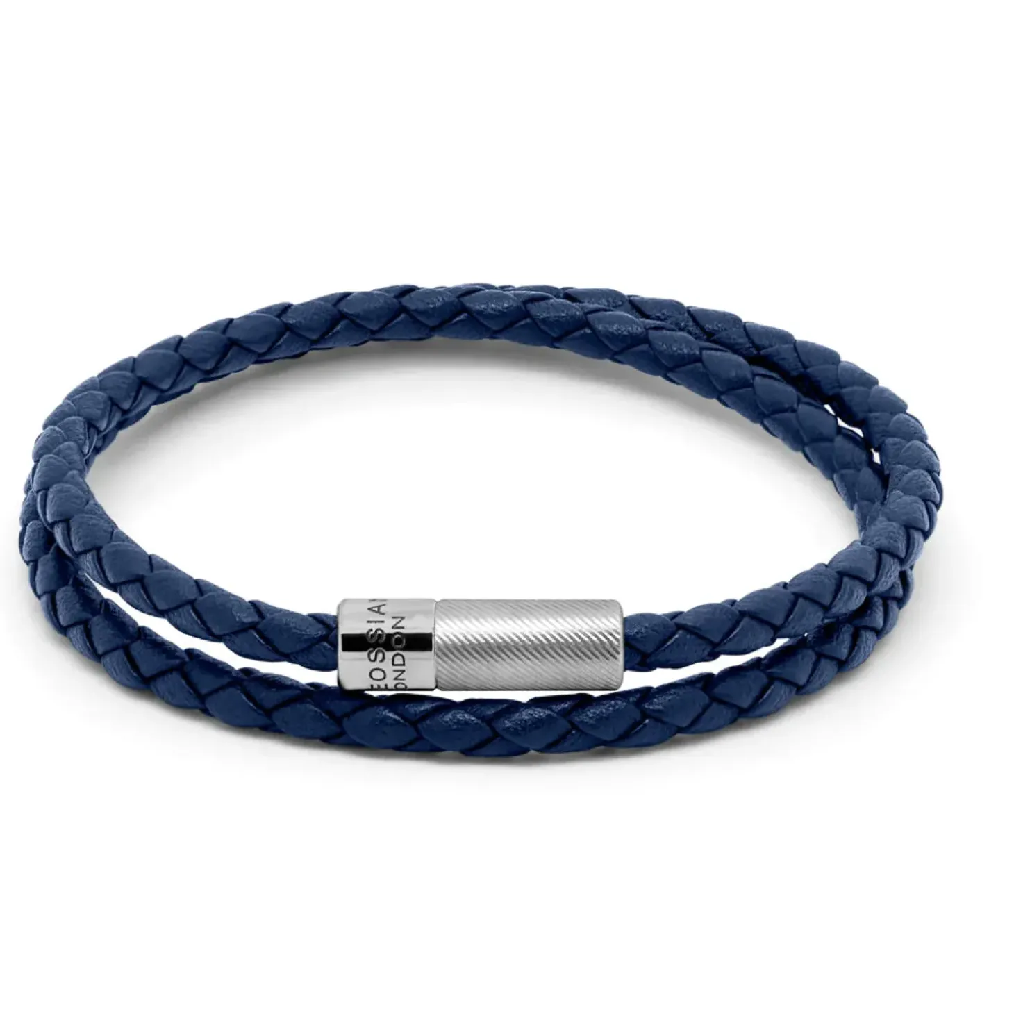 Tateossian Pop Rigato Double Wrap Leather Bracelet In Navy