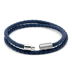 Tateossian Pop Rigato Double Wrap Leather Bracelet In Navy