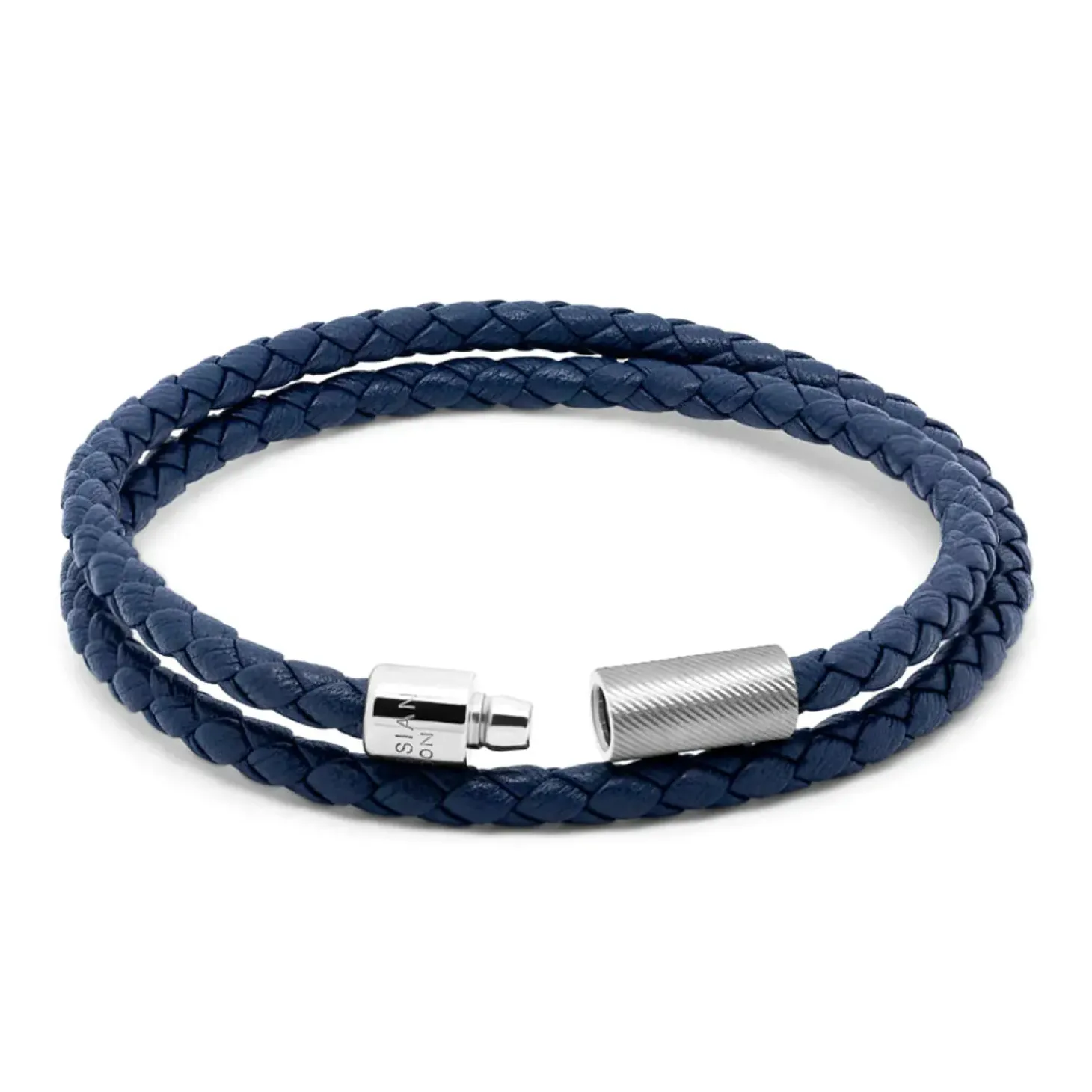 Tateossian Pop Rigato Double Wrap Leather Bracelet In Navy