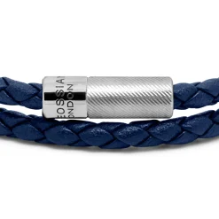 Tateossian Pop Rigato Double Wrap Leather Bracelet In Navy