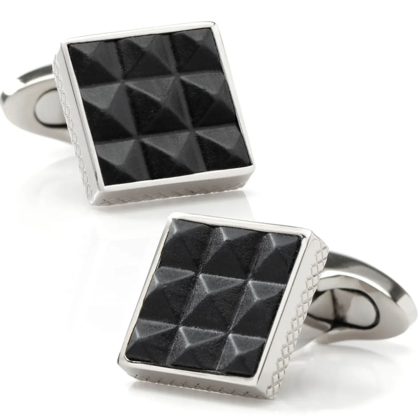 Tateossian Pyramids Leather and Titanium Cufflinks