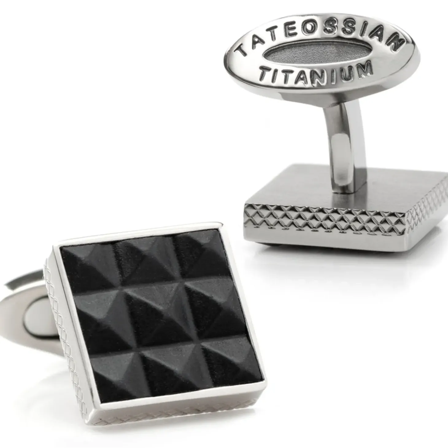 Tateossian Pyramids Leather and Titanium Cufflinks