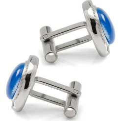Ox and Bull Trading Co. Radiant Blue Catseye Stainless Steel Cufflinks