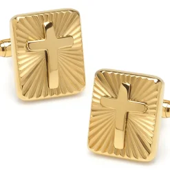 Ox and Bull Trading Co. Radiant Cross Gold Stainless Steel Cufflinks