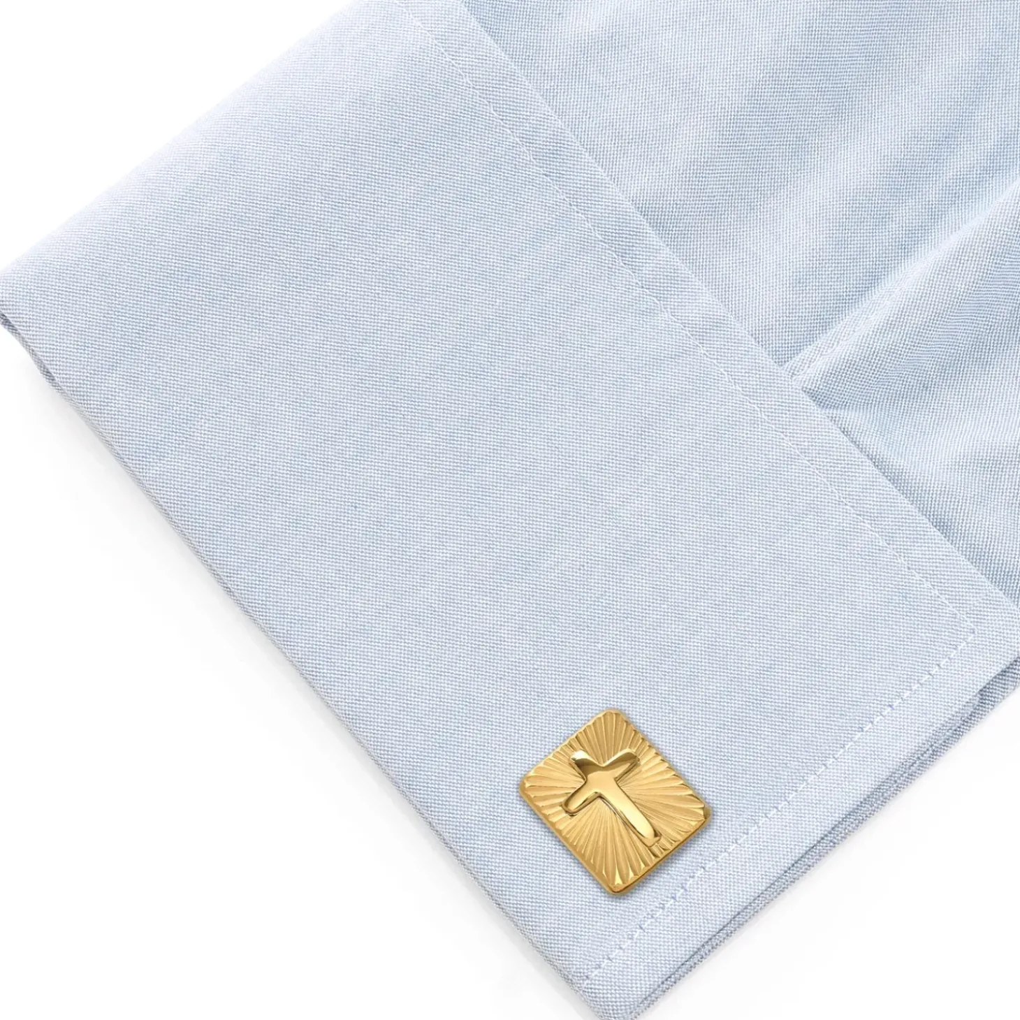Ox and Bull Trading Co. Radiant Cross Gold Stainless Steel Cufflinks