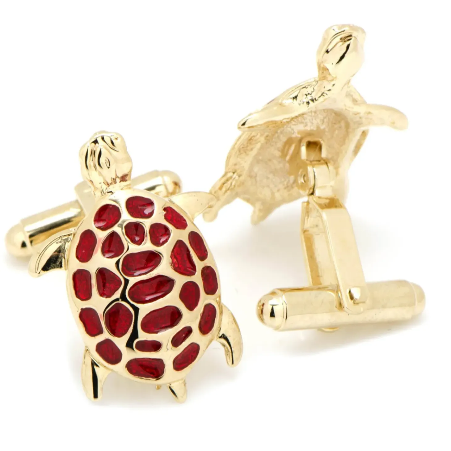JJ Weston Red and Gold Turtle Cufflinks
