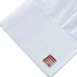 Ox and Bull Trading Co. Red and Gray Striped Square Cufflinks