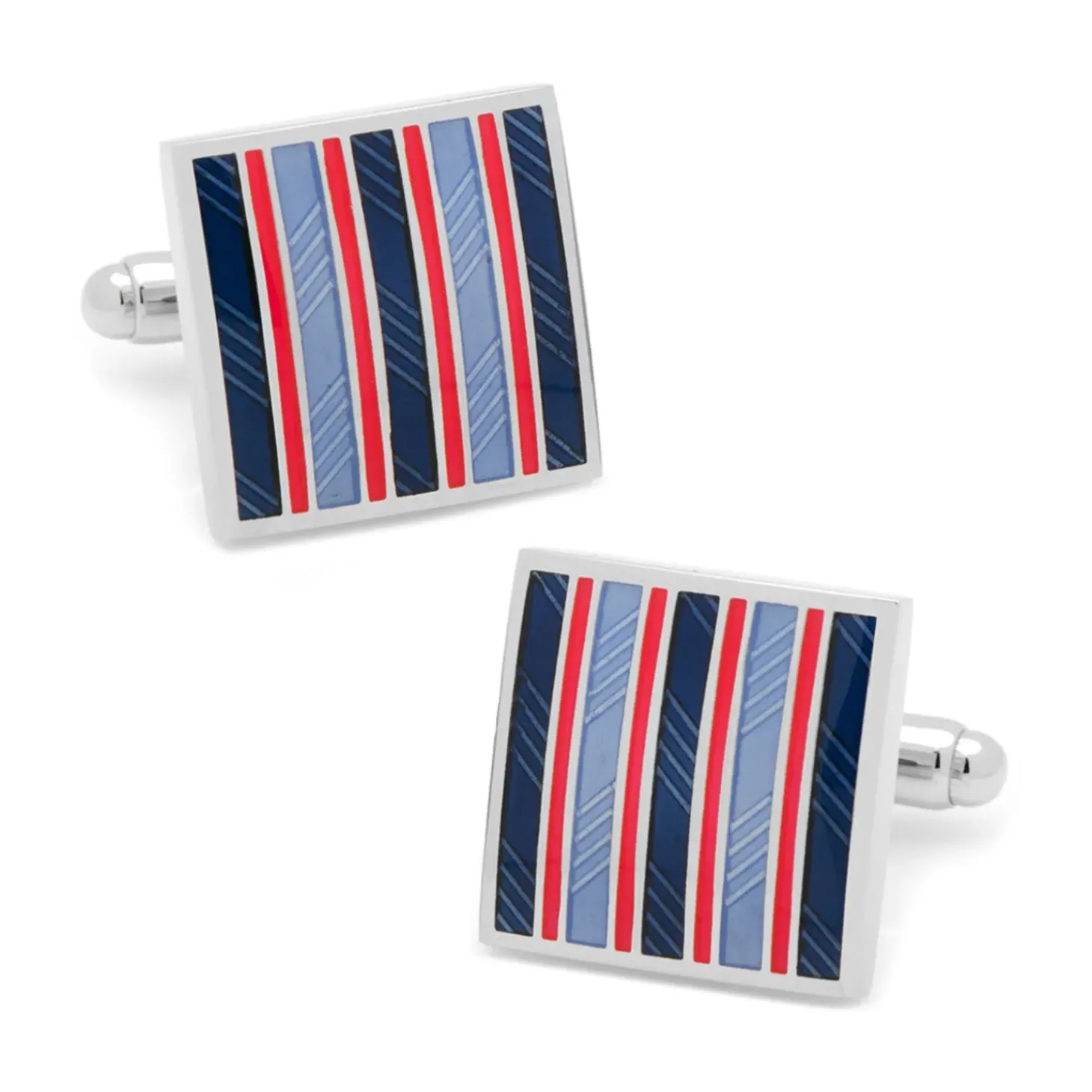Ox and Bull Trading Co. Red and Navy Striped Square Cufflinks