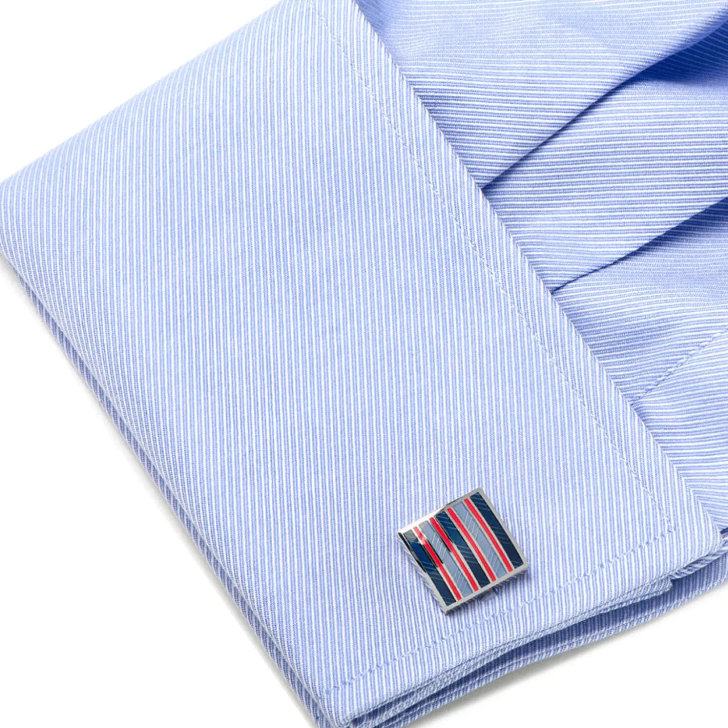 Ox and Bull Trading Co. Red and Navy Striped Square Cufflinks