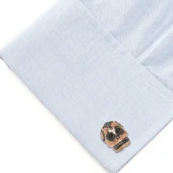 Ox and Bull Trading Co. Rose Gold and Black PVD Day of Dead Skull Cufflinks