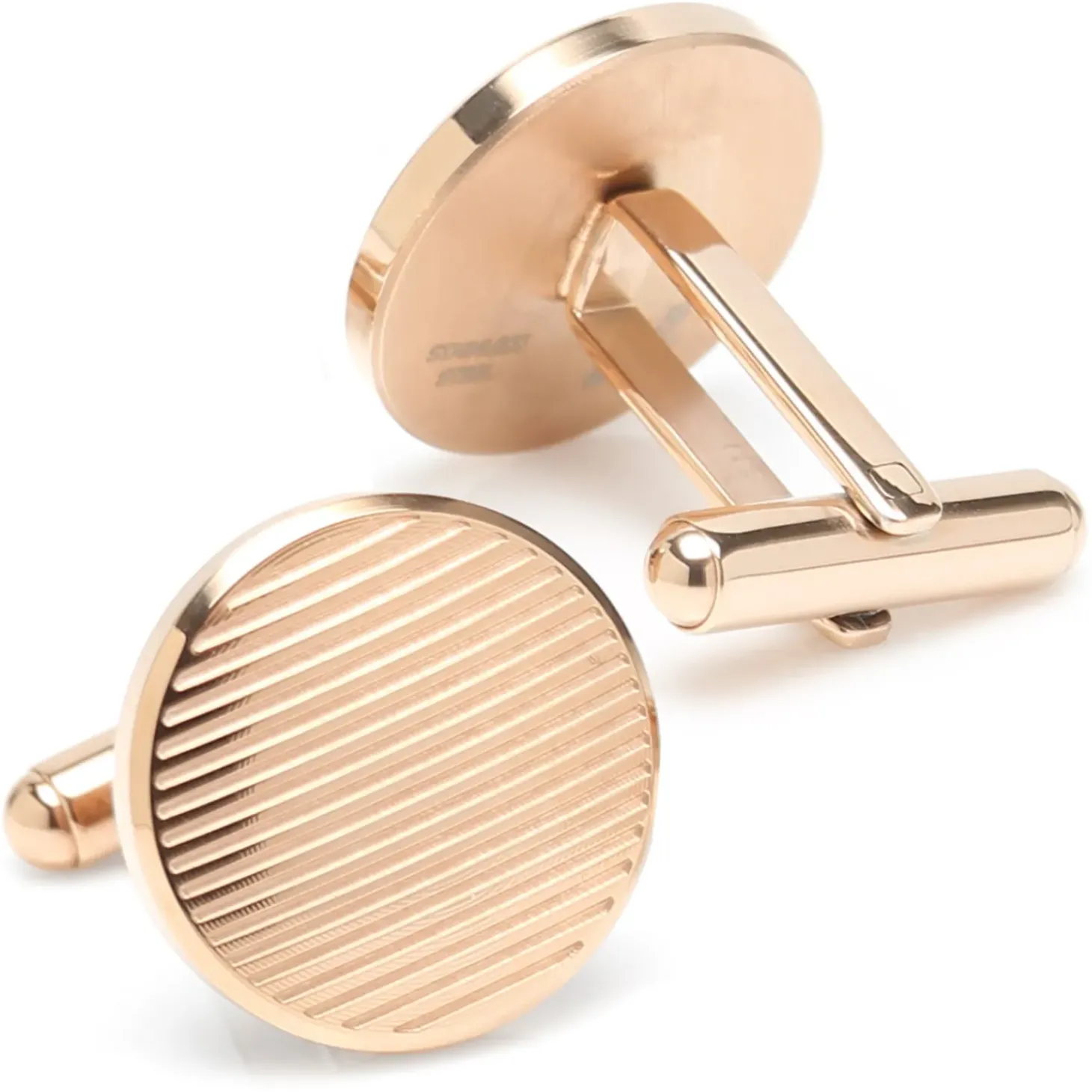 Ox and Bull Trading Co. Rose Gold Line Stainless Steel Cufflinks