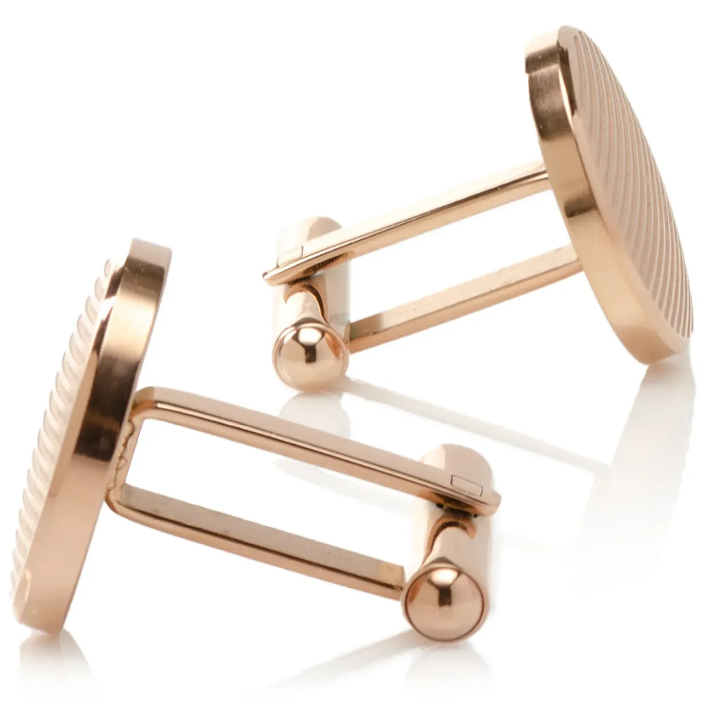Ox and Bull Trading Co. Rose Gold Line Stainless Steel Cufflinks