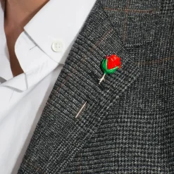 Tateossian Rose Lapel Pin In Palladium Plating
