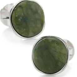 Ox and Bull Trading Co. Seraphinite Stone Sterling Silver Cufflinks