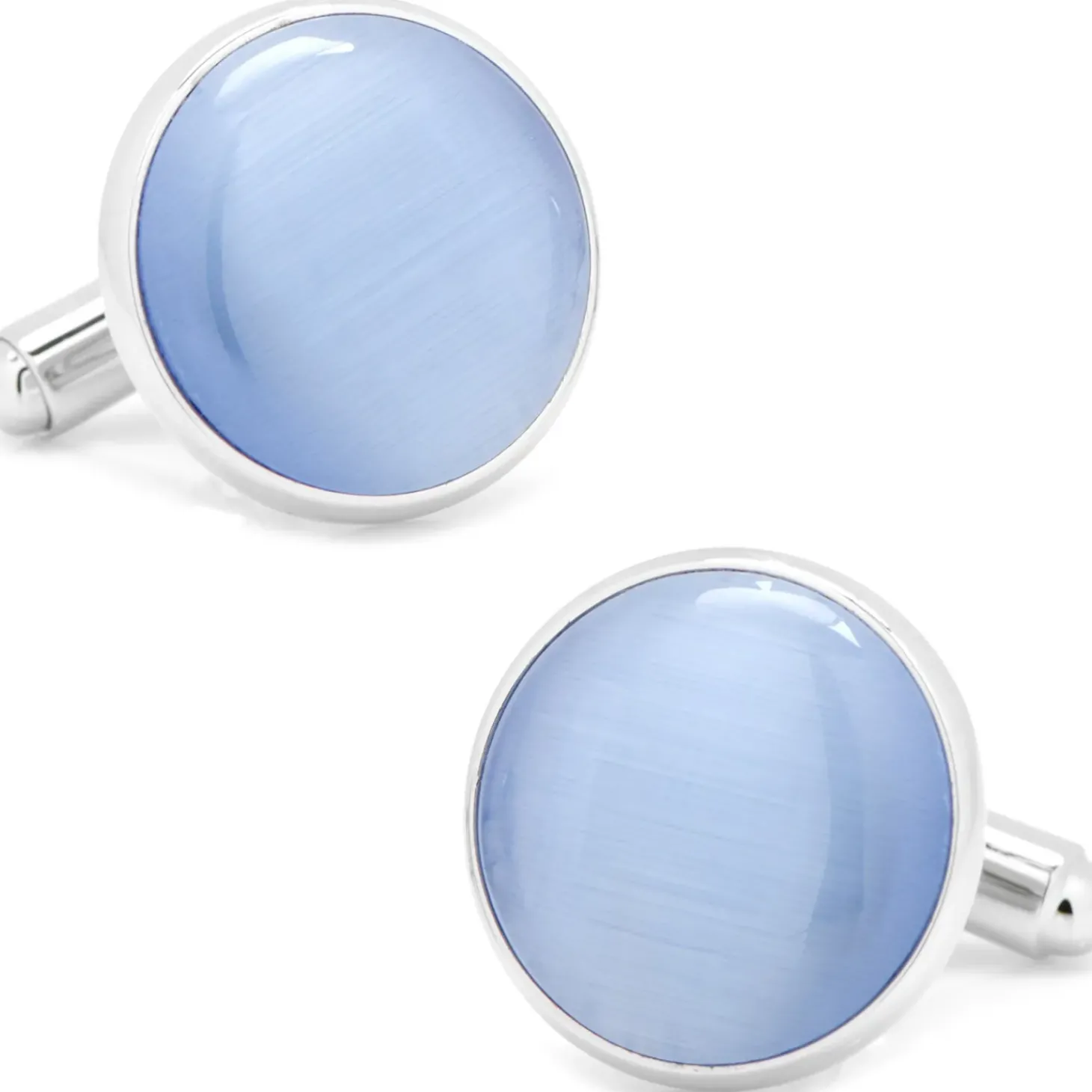 Ox and Bull Trading Co. Silver and Blue Catseye Cufflinks