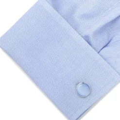 Ox and Bull Trading Co. Silver and Blue Catseye Cufflinks