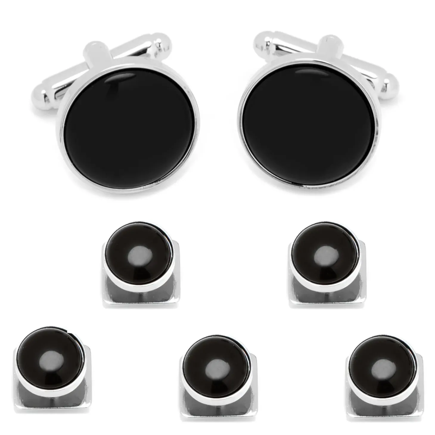 Ox and Bull Trading Co. Silver and Onyx 5-Stud Set