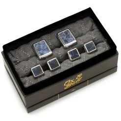 Ox and Bull Trading Co. Silver and Sodalite JFK Presidential Stud Set