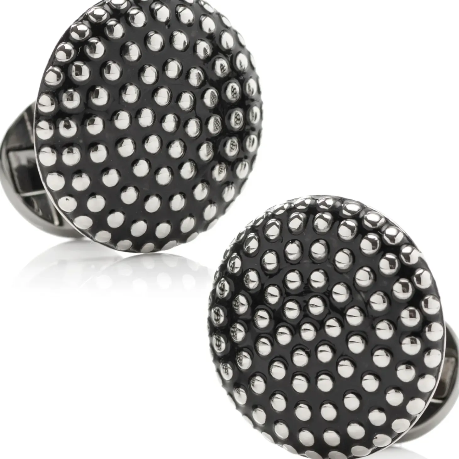 Ox and Bull Trading Co. Silver Circle Dot Texture Cufflinks