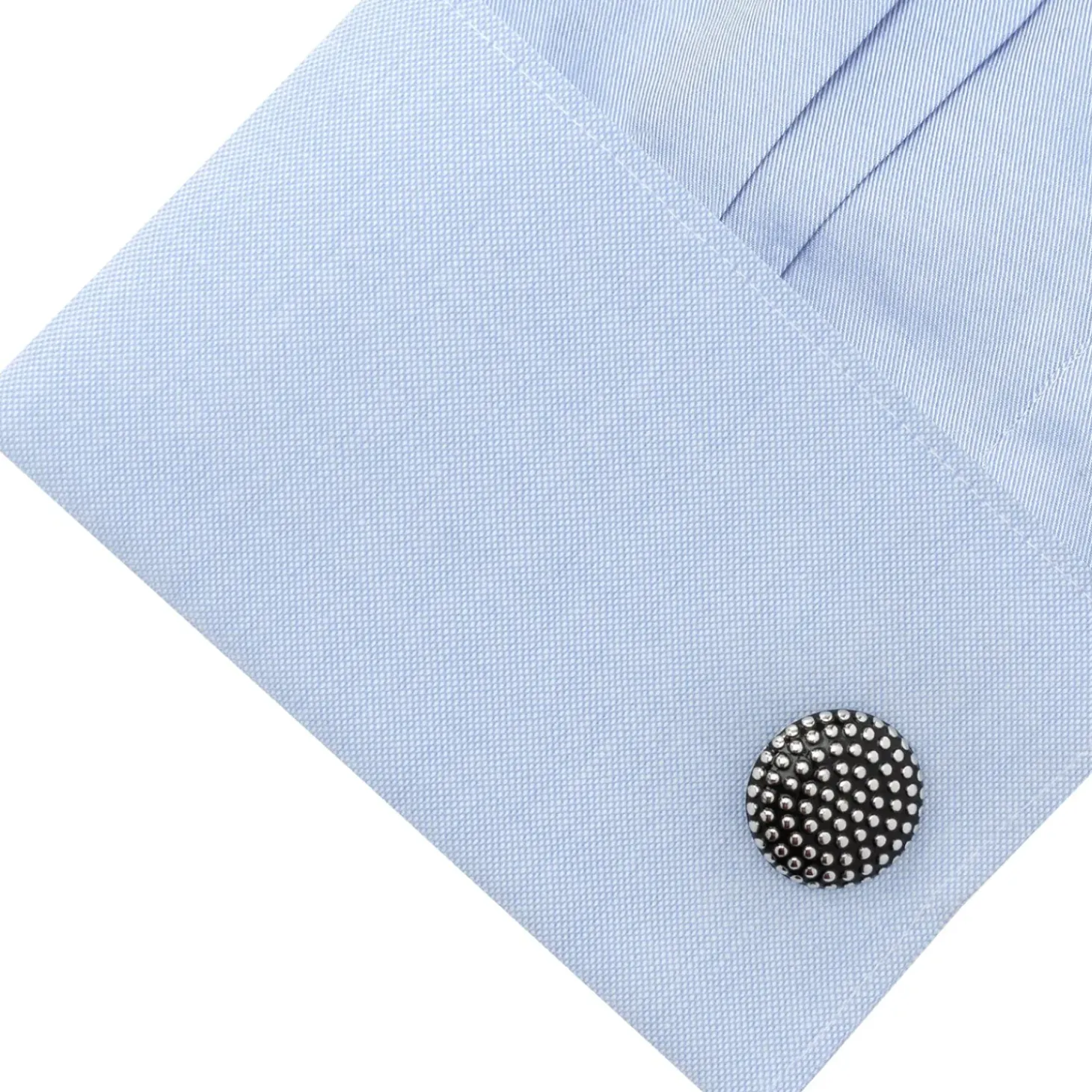 Ox and Bull Trading Co. Silver Circle Dot Texture Cufflinks