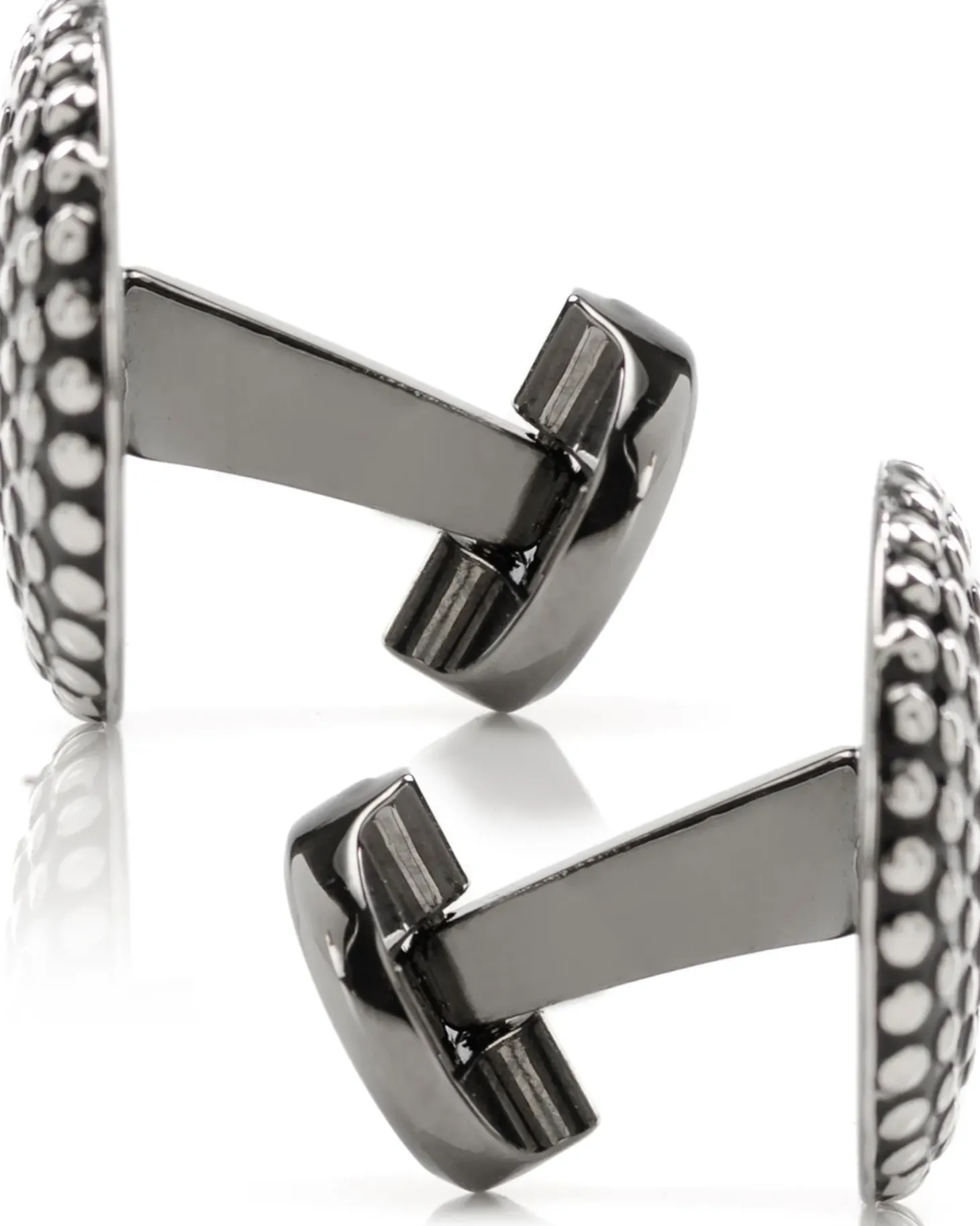 Ox and Bull Trading Co. Silver Circle Dot Texture Cufflinks