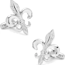 JJ Weston Silver Etched Fleur de Lis Cufflinks