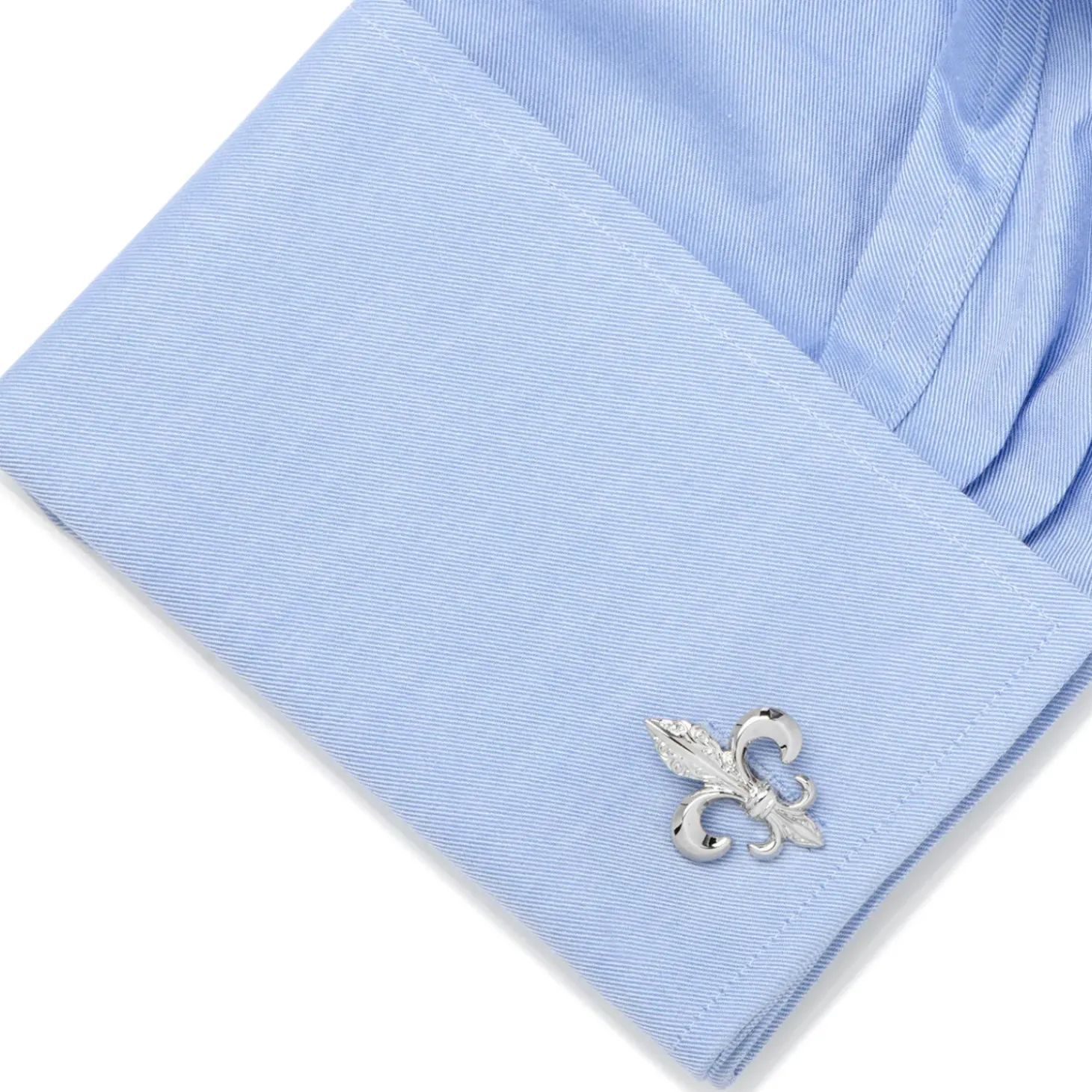JJ Weston Silver Etched Fleur de Lis Cufflinks