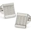 Ox and Bull Trading Co. Silver Herringbone Cufflinks