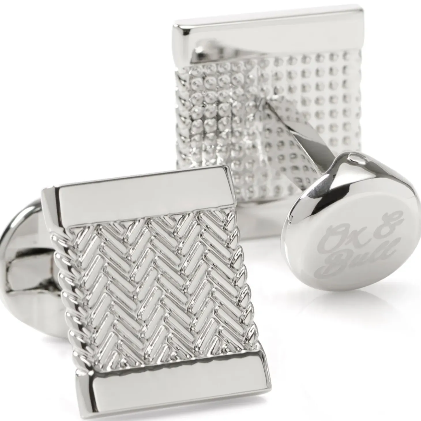 Ox and Bull Trading Co. Silver Herringbone Cufflinks