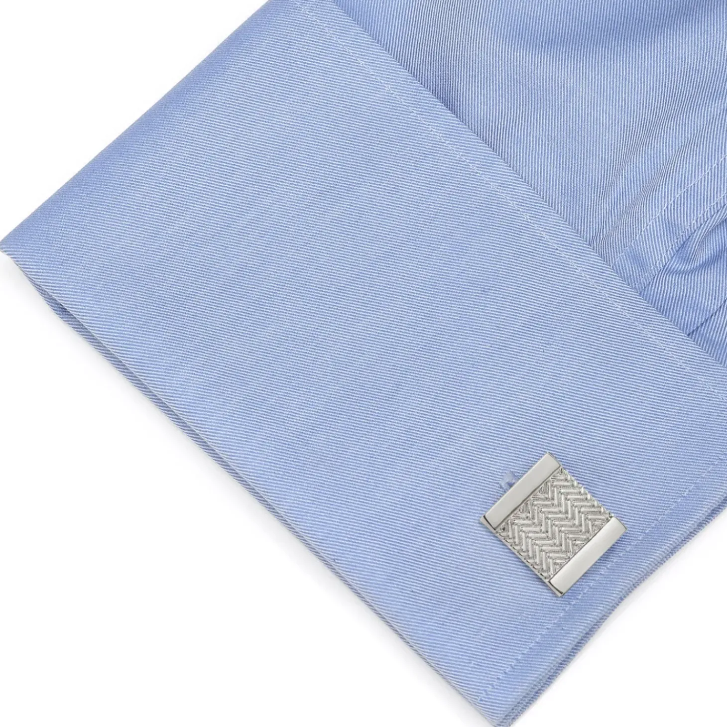 Ox and Bull Trading Co. Silver Herringbone Cufflinks