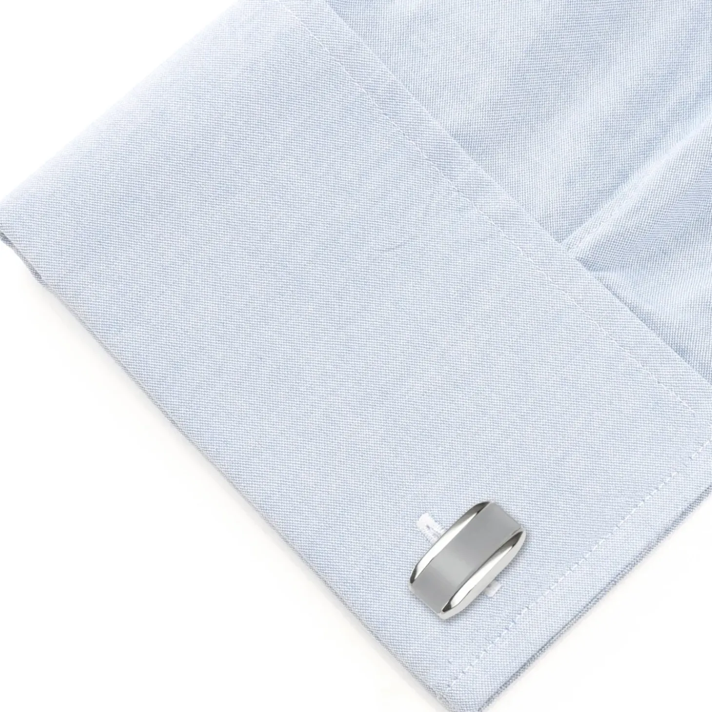 Ox and Bull Trading Co. Silver Rectangular Cufflink with Gray Cats Eye