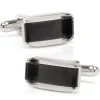 Ox and Bull Trading Co. Silver Rectangular Cufflink with Dark Gray Cats Eye