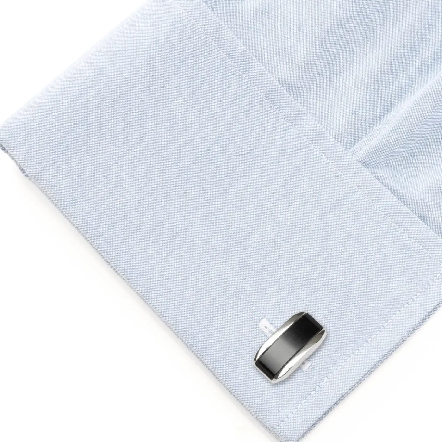 Ox and Bull Trading Co. Silver Rectangular Cufflink with Dark Gray Cats Eye