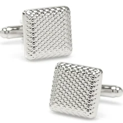 Ox and Bull Trading Co. Silver Textured Square Cufflinks