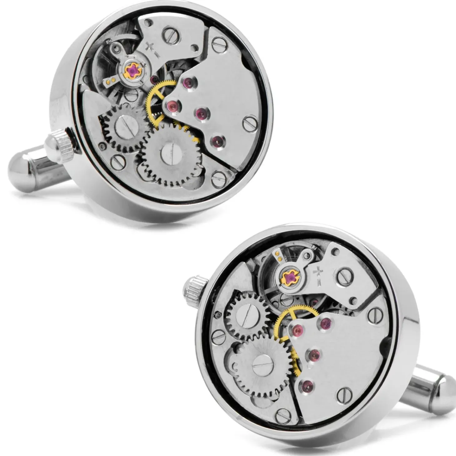 Ox and Bull Trading Co. Silver Watch Movement Cufflinks