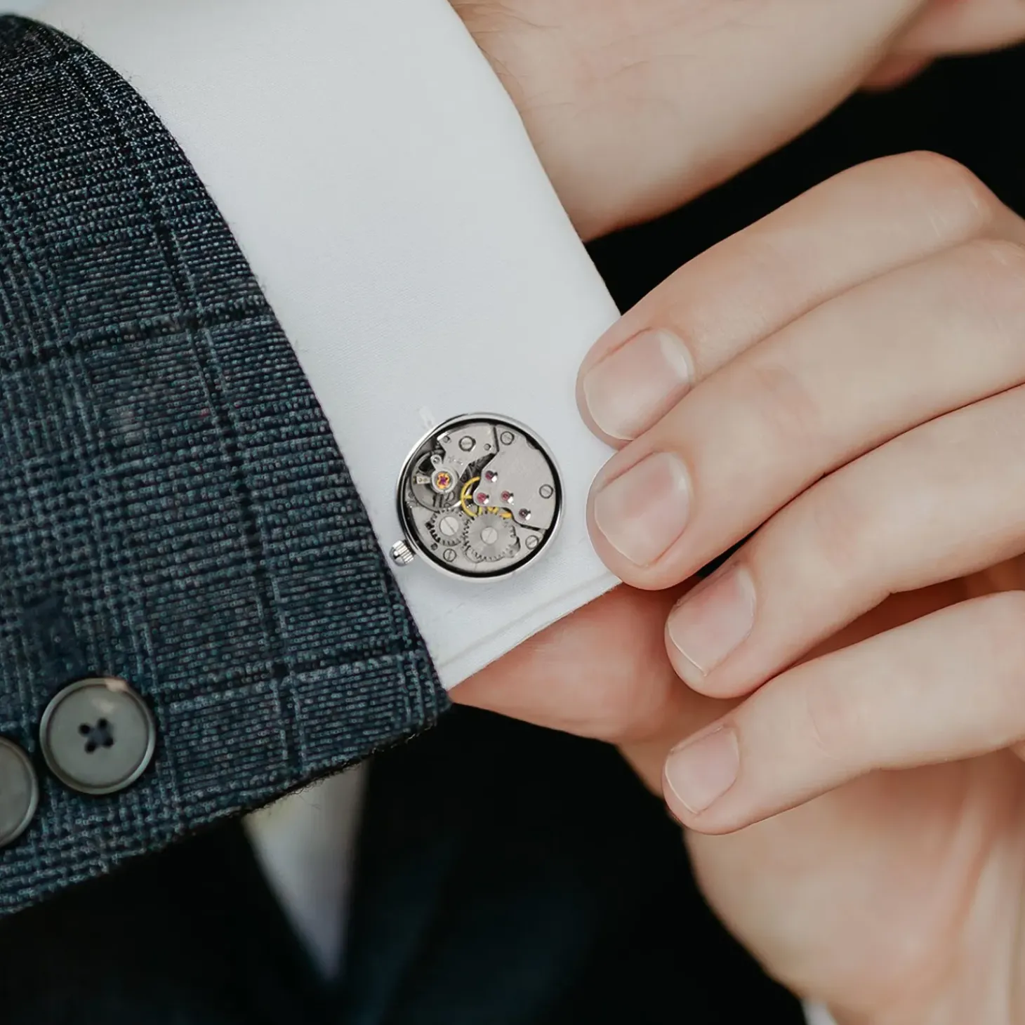 Ox and Bull Trading Co. Silver Watch Movement Cufflinks