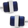 Ox and Bull Trading Co. Silver Wrapped Navy Blue Catseye Cufflinks