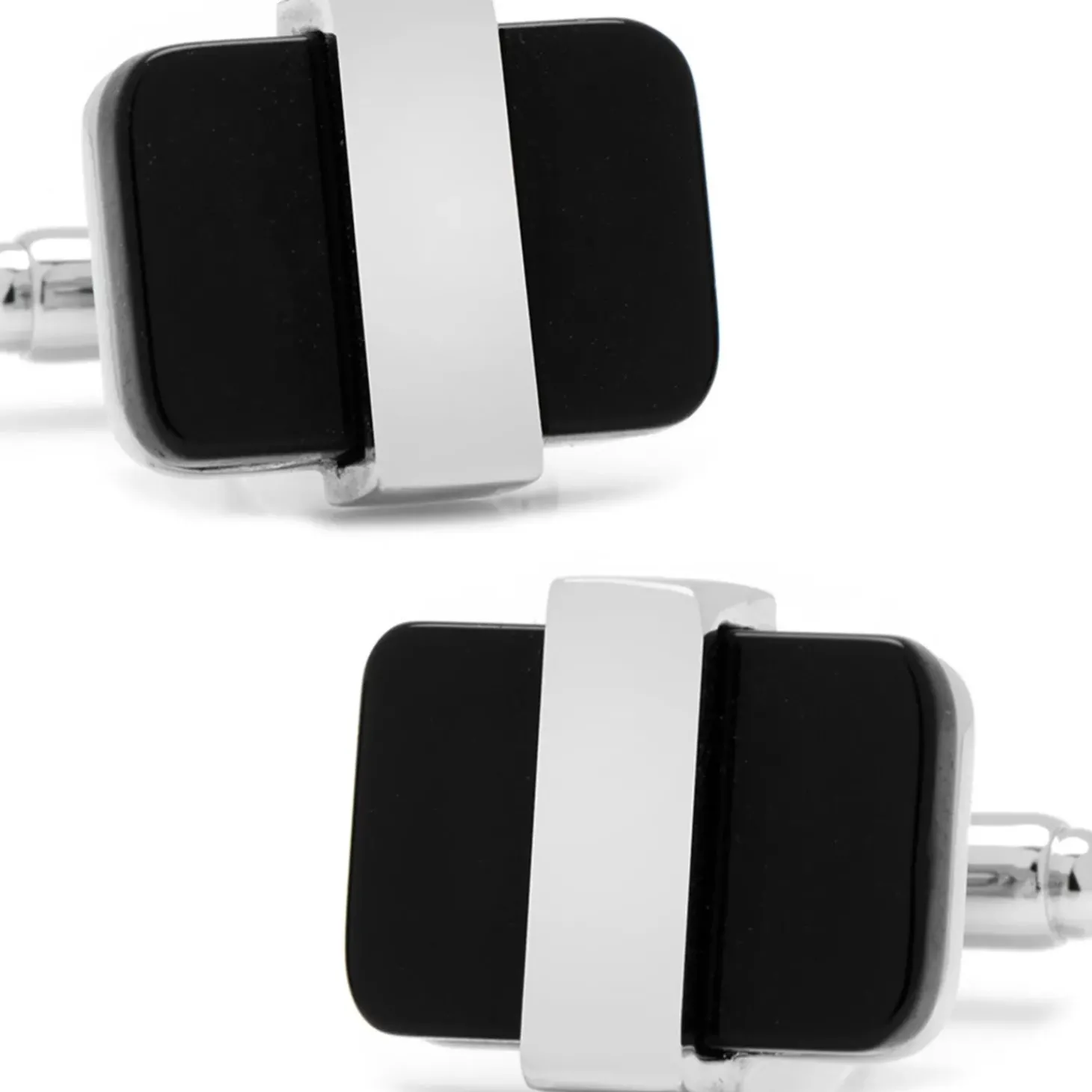 Ox and Bull Trading Co. Silver Wrapped Onyx Cufflinks