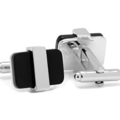 Ox and Bull Trading Co. Silver Wrapped Onyx Cufflinks